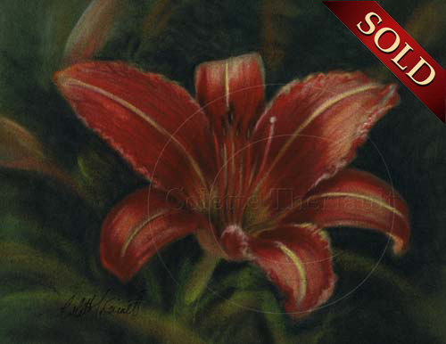 Daylily painting in pastel