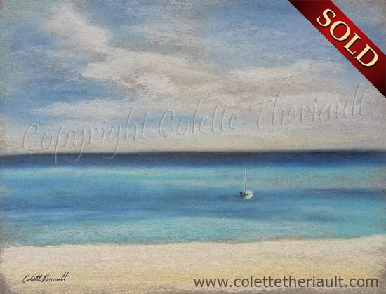 Sailboat Painting in Pastel by Canadian Realist Artist Colette Theriault
