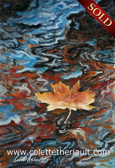floating maple leaf autumn painting 